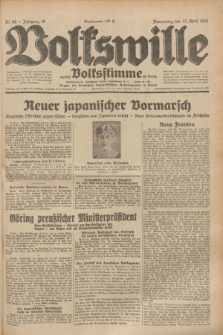 Volkswille : zugleich Volksstimme für Bielitz : Organ der Deutschen Sozialistischen Arbeitspartei in Polen. Jg.19, Nr. 86 (13 April 1933) + dod.