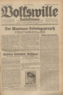 Volkswille : zugleich Volksstimme für Bielitz : Organ der Deutschen Sozialistischen Arbeitspartei in Polen. Jg.19, Nr. 87 (14 April 1933) + dod.