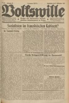 Volkswille : Organ der Deutschen Sozialistischen Arbeiterpartei in Polen. Jg.19, Nr. 161 (9 September 1933) + dod.