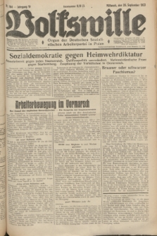 Volkswille : Organ der Deutschen Sozialistischen Arbeiterpartei in Polen. Jg.19, Nr. 164 (20 September 1933)