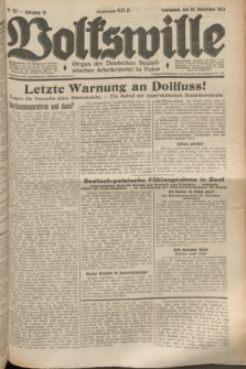 Volkswille : Organ der Deutschen Sozialistischen Arbeiterpartei in Polen. Jg.19, Nr. 167 (30 September 1933) + dod.