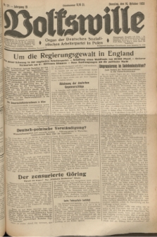 Volkswille : Organ der Deutschen Sozialistischen Arbeiterpartei in Polen. Jg.19, Nr. 171 (10 Oktober 1933)