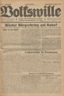 Volkswille : Organ der Deutschen Sozialistischen Arbeiterpartei in Polen. Jg.20, Nr. 8 (18 Januar 1934)