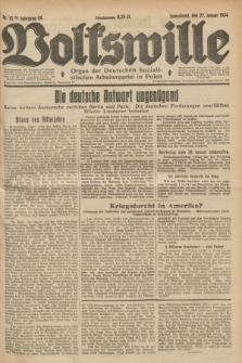 Volkswille : Organ der Deutschen Sozialistischen Arbeiterpartei in Polen. Jg.20, Nr. 12 (27 Januar 1934) + dod.