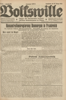 Volkswille : Organ der Deutschen Sozialistischen Arbeiterpartei in Polen. Jg.20, Nr. 15 (10 Februar 1934) + dod.