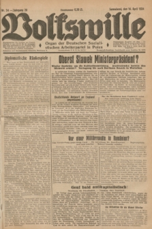 Volkswille : Organ der Deutschen Sozialistischen Arbeiterpartei in Polen. Jg.20, Nr. 24 (14 April 1934) + dod.