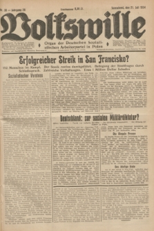 Volkswille : Organ der Deutschen Sozialistischen Arbeiterpartei in Polen. Jg.20, Nr. 38 (21 Juli 1934) + dod.
