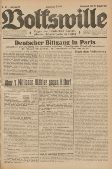 Volkswille : Organ der Deutschen Sozialistischen Arbeiterpartei in Polen. Jg.20, Nr. 43 (25 August 1934) + dod.