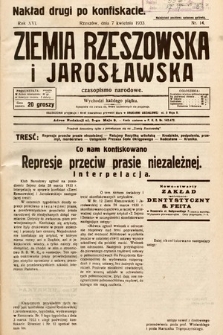 Ziemia Rzeszowska i Jarosławska : czasopismo narodowe (nakład drugi po konfiskacie). 1933, nr 14