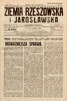 Ziemia Rzeszowska i Jarosławska : czasopismo narodowe. 1933, nr 19