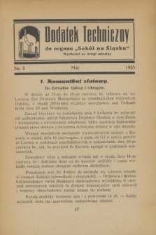 Dodatek Techniczny do Organu „Sokół na Śląsku”. 1933, nr 2 (maj)