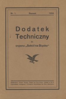Dodatek Techniczny do Organu „Sokół na Śląsku”. 1934, nr 1 (styczeń)