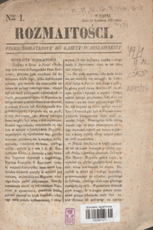 Rozmaitości : pismo dodatkowe do Gazety Warszawskiéy. 1833, Ner 1 (19 kwietnia)
