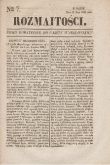 Rozmaitości : pismo dodatkowe do Gazety Warszawskiéy. 1833, Ner 7 (31 maja)