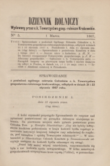 Dziennik Rolniczy : wydawany przez c. k. Towarzystwo gosp.-rolnicze Krakowskie. 1867, Ner 5 (1 marca)