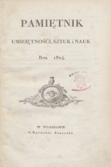 Pamiętnik Umieiętności, Sztuk i Nauk. 1824, nr 1 + spis rzeczy + wkładka