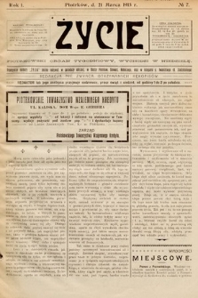 Życie : piotrkowski organ tygodniowy. 1915, nr 7