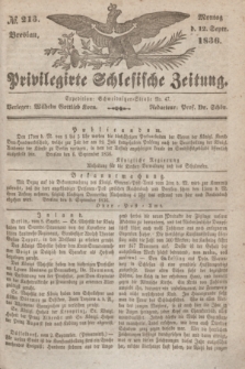Privilegirte Schlesische Zeitung. 1836, № 213 (12 September) + dod.
