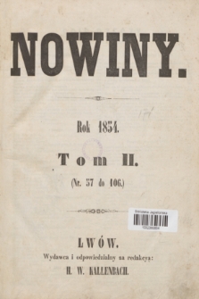 Nowiny. T.2, Spis rzeczy (1854)