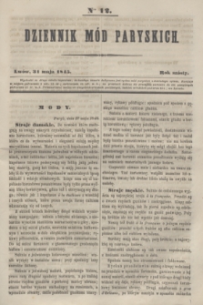 Dziennik Mód Paryskich. R.6, Nro 12 (31 maja 1845)