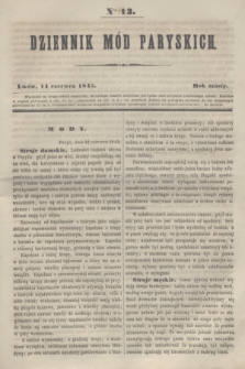 Dziennik Mód Paryskich. R.6, Nro 13 (14 czerwca 1845)