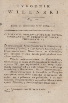 Tygodnik Wileński. T.1, Ner 21 (9 kwietnia 1816)