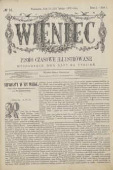 Wieniec : pismo czasowe illustrowane. R.1, T.1, № 16 (23 lutego 1872)