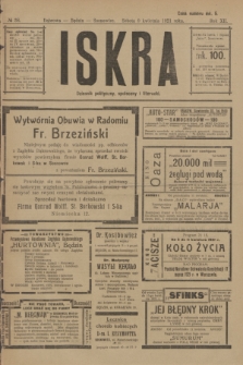 Iskra : dziennik polityczny, społeczny i literacki. R.12, № 38 (9 kwietnia 1921)