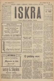 Iskra : dziennik polityczny, społeczny i literacki. R.12, № 91 (14 czerwca 1921)