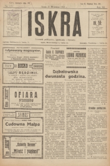 Iskra : dziennik polityczny, społeczny i literacki. R.12, nr 171 (21 września 1921)