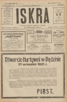 Iskra : dziennik polityczny, społeczny i literacki. R.12, nr 172 (22 września 1921)