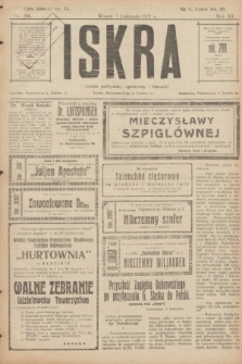Iskra : dziennik polityczny, społeczny i literacki. R.12, nr 206 (1 listopada 1921)