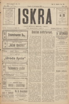 Iskra : dziennik polityczny, społeczny i literacki. R.12, nr 208 (4 listopada 1921)