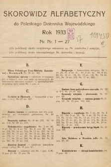 Poleski Dziennik Wojewódzki. 1933, skorowidz alfabetyczny