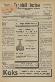 Tygodnik dostaw : pismo fachowe poświęcone polskiemu dostawnictwu i odbudowie. R.17, nr 34 (12 września 1925)