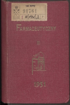Kalendarz Farmaceutyczny : na rok 1931. R.11, część 2 + wkładka