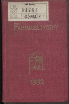 Kalendarz Farmaceutyczny : na rok 1932. R.12, część 1