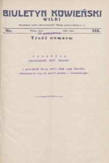 Biuletyn Kowieński Wilbi. 1928, nr 138 (19 października)