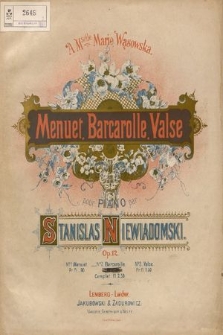 Menuet, Barcarolle, Valse : pour piano, Op. 12. No 2, Barcarolle