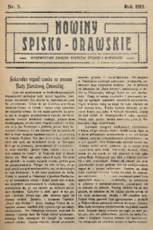 Nowiny Spisko-Orawskie : wydawnictwo Związku Polaków Spiskich i Orawskich. 1919, nr 3