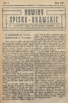 Nowiny Spisko-Orawskie : wydawnictwo Związku Polaków Spiskich i Orawskich. 1919, nr 5