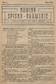 Nowiny Spisko-Orawskie : wydawnictwo Związku Polaków Spiskich i Orawskich. 1919, nr 6