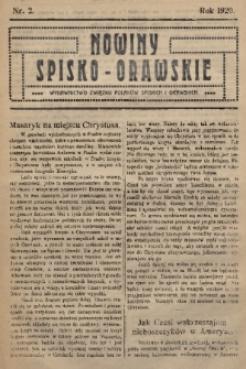 Nowiny Spisko-Orawskie : wydawnictwo Związku Polaków Spiskich i Orawskich. 1920, nr 2