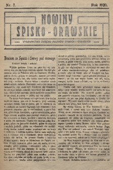 Nowiny Spisko-Orawskie : wydawnictwo Związku Polaków Spiskich i Orawskich. 1920, nr 7