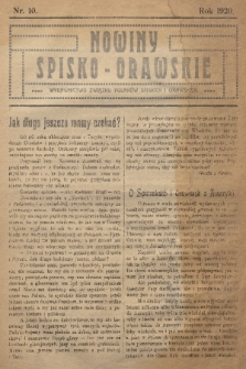 Nowiny Spisko-Orawskie : wydawnictwo Związku Polaków Spiskich i Orawskich. 1920, nr 10
