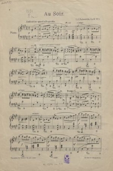 Album de mai : scènes romantiques : pour piano : op. 10. No. 1, Au soir