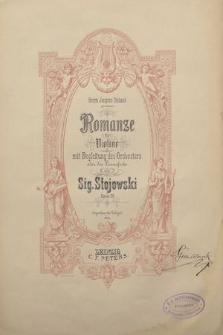 Romanze : für Violine mit Begleitung des Orchesters oder des Pianoforte : Op. 20