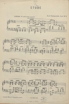 Etude : op. 4 no. 3 : piano solo