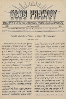 Głos Prawdy : tygodnik Staro-Katolickiego Kościoła Marjawitów. 1937, nr 3