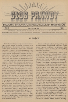 Głos Prawdy : tygodnik Staro-Katolickiego Kościoła Marjawitów. 1937, nr 6